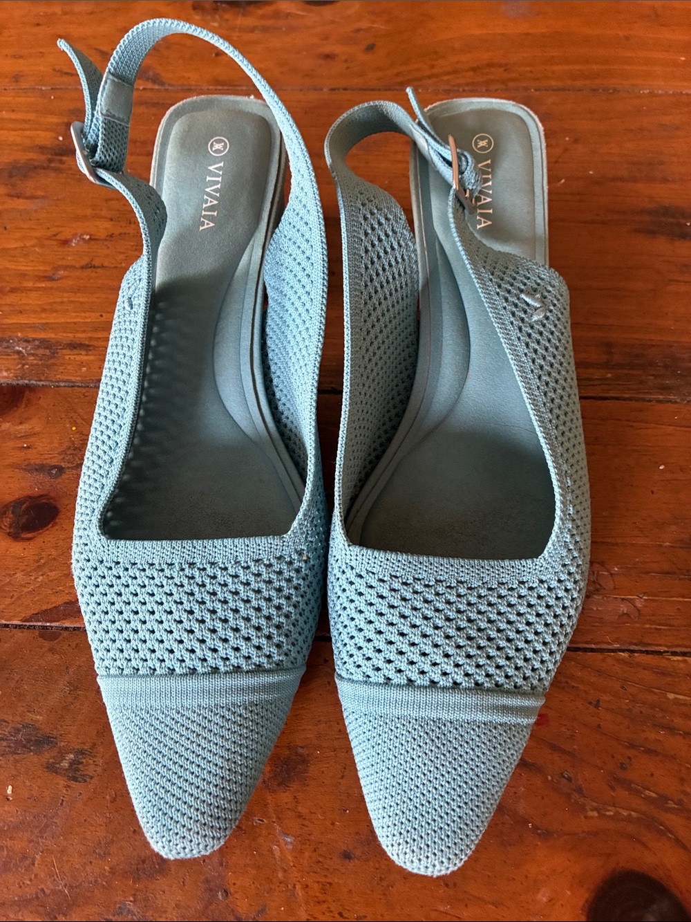 Vivaia Women's Sage Green Knit Slingback Flats